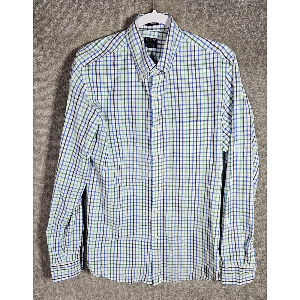 J Crew Flex Washed Classic Fit Button Down Shirt Mens Size M Plaid Preppy Casual